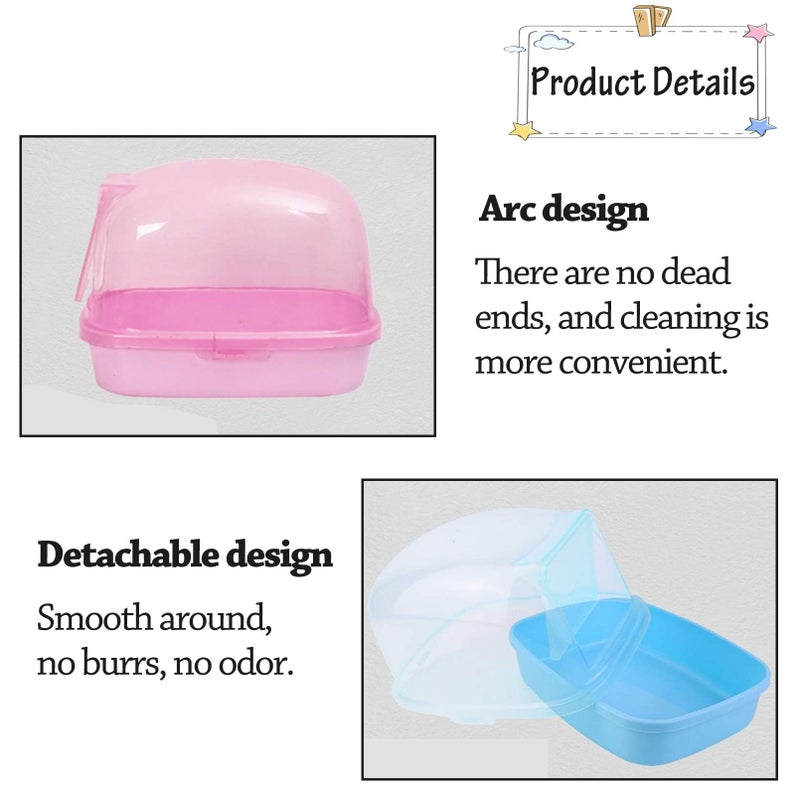 kathson Dwarf Hamster Bathroom, Chinchilla Sauna Room Plastic Sand Bath House Ideal for Gerbils, Hedgehog, Squirrel and Other Small Animals (Blue) - Image 4